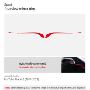 For Tesla Model 3 Highland 2024 Model Y Juniper Car Rearview Mirrors Trim Strip Color Change Film Decoration Sticker Accessories