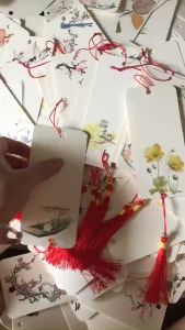 10 Liễn Mini Thư Pháp Cổ Trang In 2 Mặt Làm Bookmark Treo Cành Mai Đào Tết