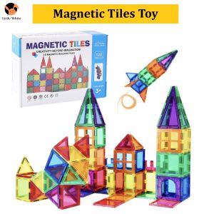 Transparent Magnetic Tiles Toy Kids Block Building Early Learning Mainan Kanak 磁力片玩具儿童早教益智