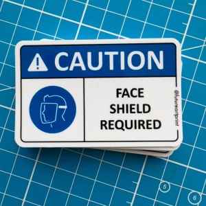 Caution. Face Shield Required. Eye Face Protection Hazard. Premium Sticker Sign Warning Danger Signage Safety Label.