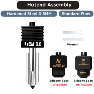 Hardened Steel P2S X2D Hotend Kit For Bambu Lab P2S Removable Nozzle 0.2/0.4/0.6/0.8 Silicone Sock Tool Set For Carbon Fiber