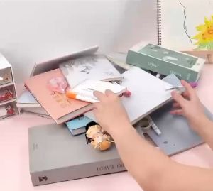 PP Material 4-Column Multi-functional Storage Rack for File Data Books Pencils and Sundries in Office