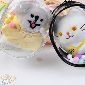 Bevavar Tas Pouch Labubu PVC Transparan Pouch Boneka Tas Penyimpanan Debu 12-18CM