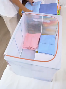 Clothes Storage Organizer Waterproof Large Folding Storage Box Breathable Folding Clothes Locker Steel Locker Waterproof Oxford Cloth Material Dustproof and Moisture-proof Wardrobe Storage Box