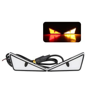 KEVANLY | Motorcycle LED Devil Eyes Light Headlight Motorcycle Mini Turn Signal Warning Flash Tail Lamp Dual Color Auto Decoration Lights