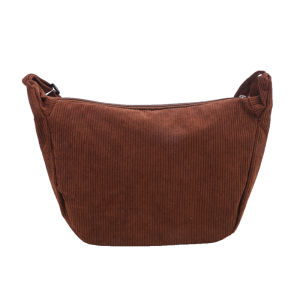 Corduroy Shoulder Bag Minimalist Crossbody Bag Womens Handbags Fashion Fabric Underarm Bag Solid Color Zipper Female Handbag