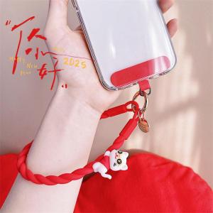 Red Lanyard Cat Short Silicone Mobile Phone Pendant Anti-Loss Cartoon Handheld Wrist Liquid Mobile Phone Hanging Ornaments