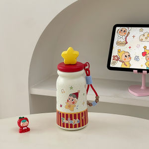 Thermal Vacuum Insulated Ceramic Tumbler Straw Cup Stylish Design Women Portable