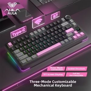 AULA | Wireless Bluetooth Three-Mode Mechanical Keyboard with Display 80 Keys