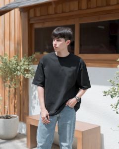 โอเวอร์ไซส์ เสื้อยืดคอกลมสีดำ Oversize คอตต้อน 100% สวมใส่สบาย อยู่ทรง ไม่ร้อน