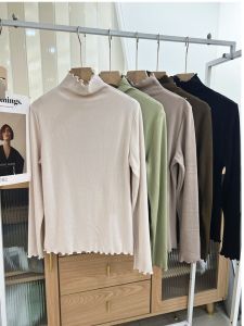 Gufei 35004 Bottoming Shirt Fungus Long Sleeve Tops Acetate Brushed Turtleneck Heating and Warm-Keeping Womens Inner Wear Fall and Winter