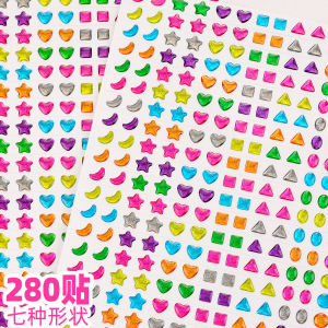 Băng Dính Trang Trí Mặt Hình Trái Tim Sao Chổi Kim Sa Thạch Pha Lê Cho Trẻ Em Gái Băng Dính Mắt Đuôi Hình Mặt Trăng Ba Chiều