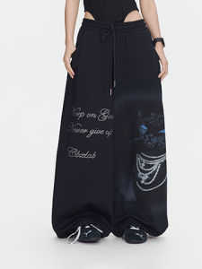 CBXLAB | Street Dance Trendy High Street American Style Loose Cat Print Rhinestone Sport Pants