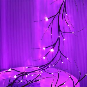 Đèn LED Trang Trí Hình Cành Cây Dây Leo Màu Tím Kiểu Đèn Tiên Halloween Dùng Cho Tường Cửa Sổ Tiệc Tùng Nhà Ma Trưng Bày Ngày Lễ