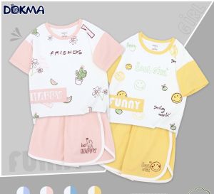 Bộ quần áo  Cộc Tay bé trai màu phối họa tiết chất vải cotton hiệu Dokma  2-6 tuổi