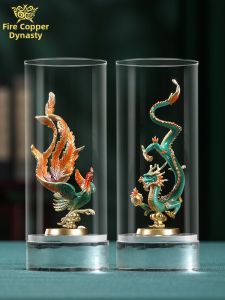 DATONGSHIJIA | Chinese Dragon and Phoenix Brass Ornaments