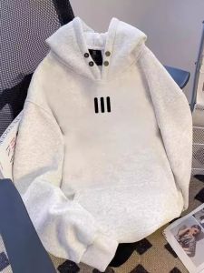 เสื้อฮู้ดผ้าฝ้ายแท้หนาสำหรับผู้ชาย สีขาวเทา ทรงหลวม ทรงพอดีตัว เสื้อคลุมกันหนาวแบบสวมหัว แฟชั่นฤดูใบไม้ผลิและฤดูใบไม้ร่วง