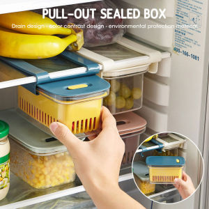 กล่องที่จัดเก็บในตู้เย็นผู้จัดผลไม้และผักสดตะกร้าสะเด็ดน้ำกล่องถนอมอาหารตู้กับข้าวชั้นวางของในครัว