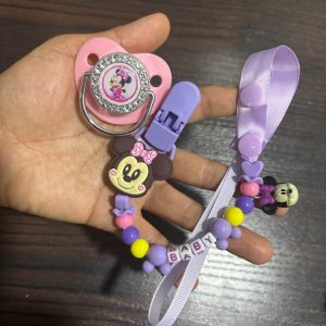 Disney | Anime print newborn pacifier baby nipple equipped with a chain-style snap fastener suitable for newborns a pacifier for sooth