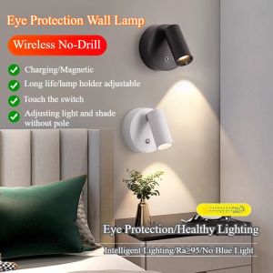 Wireless Charging Wall Lamp Magnetic Spotlight Night Lights No Drilling Bedroom Bedside Reading Light Wall Lights