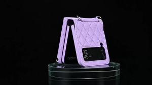szhaiyu | Luxury Foldable Leather Wallet Phone Case For Samsung Galaxy Z Flip 4 5 6 7 8 Removable Crossbody Lanyard Protective Cover