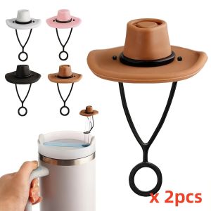 2pcs Cowboy hat straw lid straw dustproof plug straw silicone dustproof cap
