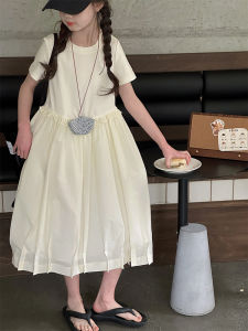 Princess Style Girls Summer Dress Long Sleeveless Childrens Clothing Midi Skirt for Girls Ages 5-17 Machine Washable