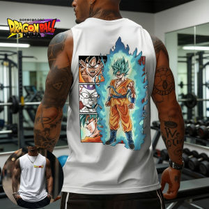 Bandai | Dragon Ball Comic Collage Ultra Blue Sun Wukong Summer Sleeveless Fitness Vest Men and Women Wear Fitness Trend Versatile Top