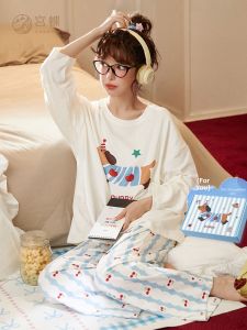 GONGDIE | Soft and Comfortable Cartoon Sausage Dog Cotton Long Sleeve Pajama Set