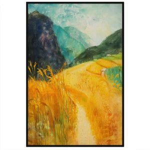 Tranh phong cảnh quê hươngcánh đồng lúa chín vàngphong cảnh vùng miền núitranh treo tườngdán tường.CGI-505