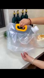 YHOME Kantong Air Lipat Portable Camping Water Bag 1.5 - 5 Liter Jerigen Lipat bisa menampung BerasKopiGandumKacangGula dll / Standing Pouch Water With Holder / Tas Kemasan Air Dengan Pegangan Swalayan Transparan Tebal Wadah Isi Ulang Portbale Y250