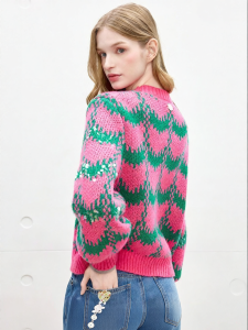 Juicy Couture | Floral Jacquard Sweater with Sequins Knit Top