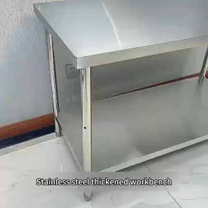 ZZUOM Table workbench 201 stainless steel countertop table 2-layer workbench easy to clean console thickened packaging