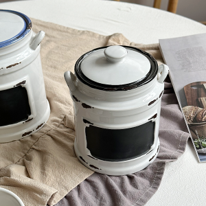 Retro Style Ceramic Coffee Bean Storage Jar Kitchen Restaurant Decor Half Orange HO Vintage Finish Kitchen Storage Container