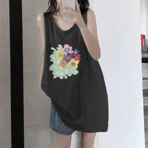 Áo Thun Không Tay Cotton Phong Cách Mỹ Rộng Rãi Không Dây Mùa Hè Cho Nữ Áo Khoác Ngoài Bóng Rổ Cổ Treo Không Dây Cotton Nguyên Chất