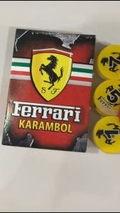 Biji Karambol Rangkap 2 Lapis Tebal 5 mm Motif Ferrari / Random | koin krambol dua layer original | 1 set buah kerambol 5mm | coin bola carambol | anak carrom games