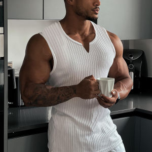 Áo Vest Tập Thể Dục Nam Cổ Chữ V Màu Trơn Mùa Hè Thường Ngày Rộng Rãi Thoải Mái Thoáng Khí Cho Thanh Thiếu Niên