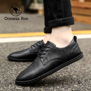 Mens Low-Top Work Shoes Soft Bottom Casual Leather Shoes Black Business Casual British Style Autumn Winter New Arrival