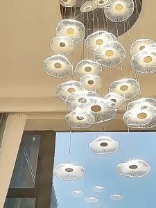 Light luxury chandelier Nordic staircase light high ceiling restaurant light LED bedroom lamp 25