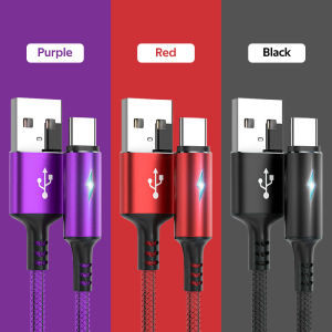 5A Nylon Fast Charging Cable LED Lighting Cable Data Transmission Micro Usb Cable For OPPO Xiaomi Samsung S20 S7 S8 HTC Vivo Andriod Phone