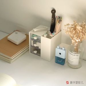 Shiok Living 🚀 Pen Holder with 3 Slots Drawer Desktop Organizer Large Capacity Pencil Storage Box Desk Accessories