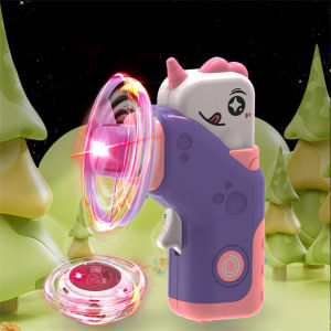 2 In1 Flying Disc Saucer Gyro Cartoon Dinosaur Air Rocket Launcher Sport Games Kids Educational Outdoor Toys for Children Gifts