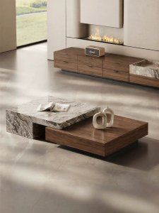 Natural Luxury Extendable Italian Minimalist Storage Tea Table