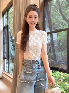 CHANGTONG | Elegant Slim French Style Short Sleeve Top