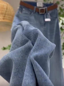 Quần Jeans Denim Ống Thẳng Cạp Cao Cho Nữ Quần Dài Ôm Dáng Mùa Xuân Thu Đông Chất Liệu Denim Không Co Giãn Màu Trơn