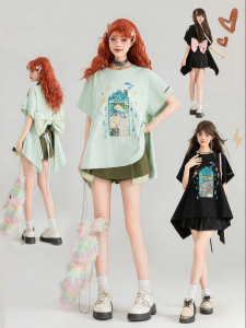 Keiko | Áo Thun Tay Ngắn In Hình Nơ Doodle Cho Nữ