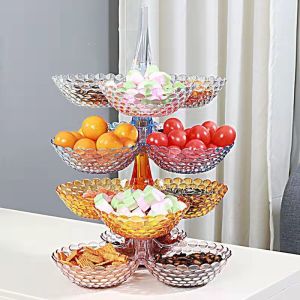 Stackable Multi-Layered Fruit Tray Crystal Texture Creative Snacks Bread Dessert Candy Storage Table Tray