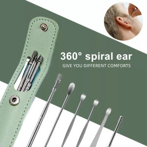 Ear Cleaner Ear Pickers 6PCS Stainless Steel Ear Spoon 360 Degree Spiral Cleaning Keep Your Ears Clean & Healthy Ear Scoop Set