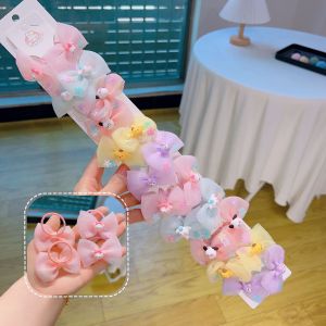 Cute Childrens Hair Accessories Girls Bow Tie Hair Clip Elastic Band Baby Headwear Cartoon Cinnamon Dog Design Hair Accessories