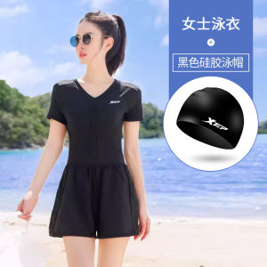 XTEP Womens One-Piece Swimsuit 2025 New Style Slimming Belly Covering Conservative Large Size Beach Vacation Swimwear